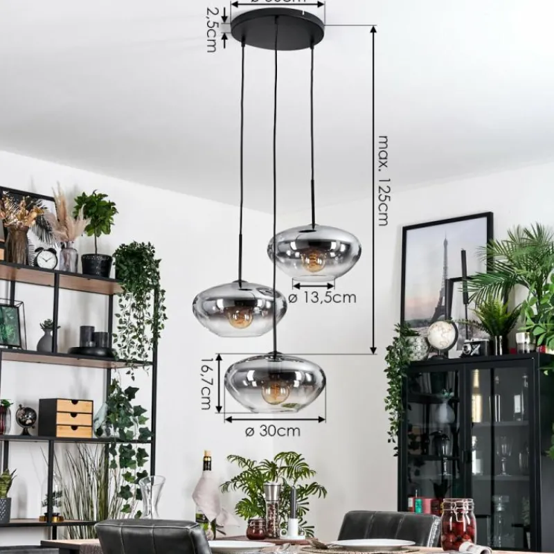 Suspension Verre Fumé-hofstein Mertola Suspension, Boule lumineuse Noir, 3 lumières