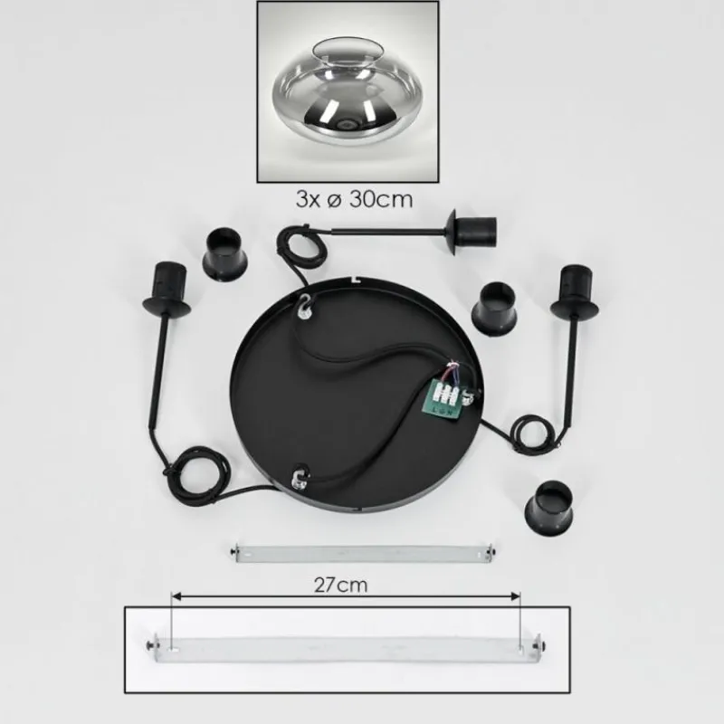 Suspension Verre Fumé-hofstein Mertola Suspension, Boule lumineuse Noir, 3 lumières