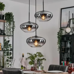 Suspension Verre Fumé-hofstein Mertola Suspension, Boule lumineuse Noir, 3 lumières