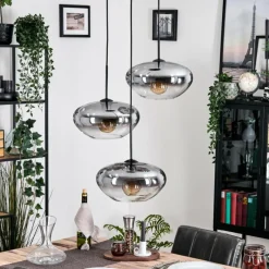 Suspension Verre Fumé-hofstein Mertola Suspension, Boule lumineuse Noir, 3 lumières