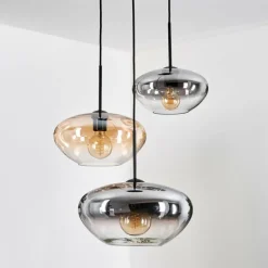 hofstein Mertola Suspension, Boule lumineuse Noir, 3 lumières