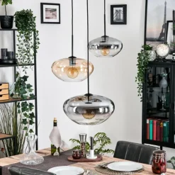 hofstein Mertola Suspension, Boule lumineuse Noir, 3 lumières