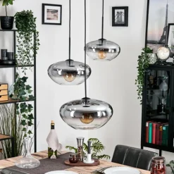 hofstein Mertola Suspension, Boule lumineuse Noir, 3 lumières