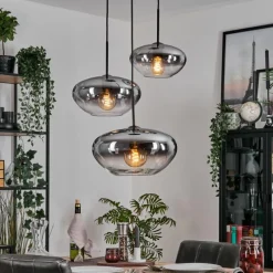 hofstein Mertola Suspension, Boule lumineuse Noir, 3 lumières