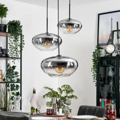 hofstein Mertola Suspension, Boule lumineuse Noir, 3 lumières