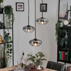 hofstein Mertola Suspension, Boule lumineuse Noir, 3 lumières