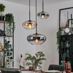 hofstein Mertola Suspension, Boule lumineuse Noir, 3 lumières