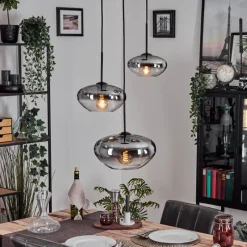 hofstein Mertola Suspension, Boule lumineuse Noir, 3 lumières