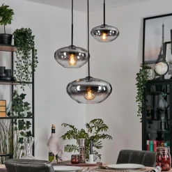 hofstein Mertola Suspension, Boule lumineuse Noir, 3 lumières