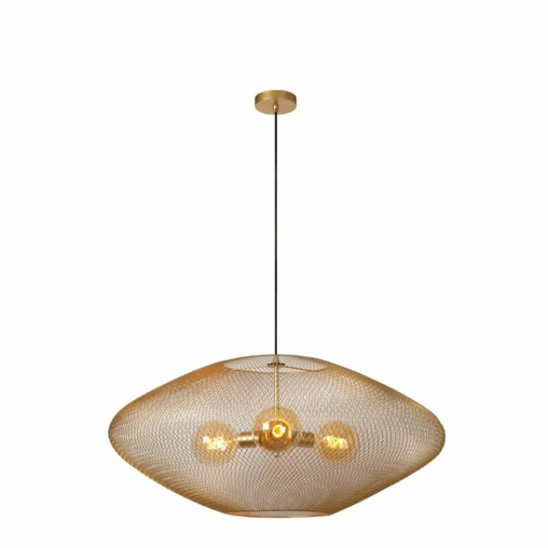 Lampes Vintages & Rétros-Luminaires Lucide MESH Suspension Noir, 3 lumières