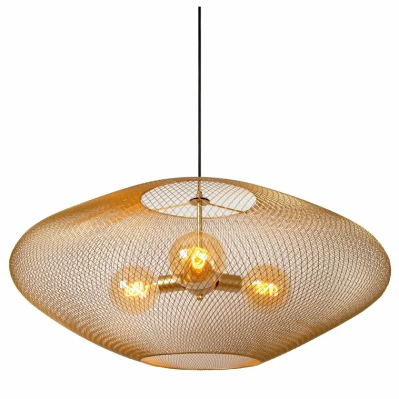 Lampes Vintages & Rétros-Luminaires Lucide MESH Suspension Noir, 3 lumières