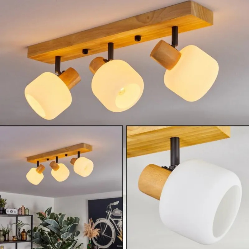 Luminaires Scandinaves-hofstein Miguas Plafonnier Chrome, Écru, Noir, 3 lumières