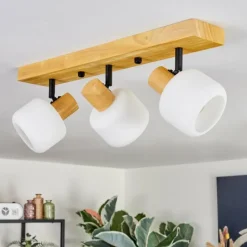 Luminaires Scandinaves-hofstein Miguas Plafonnier Chrome, Écru, Noir, 3 lumières