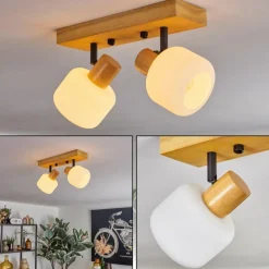 Luminaires Scandinaves-hofstein Miguas Plafonnier Écru, Noir, 2 lumières