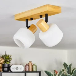 Luminaires Scandinaves-hofstein Miguas Plafonnier Écru, Noir, 2 lumières