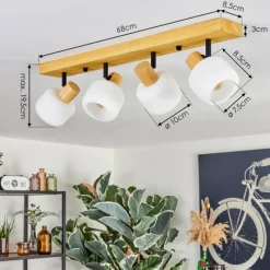 Luminaires Scandinaves-hofstein Miguas Plafonnier Écru, Noir, 4 lumières