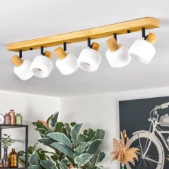 Luminaires Scandinaves-hofstein Miguas Plafonnier Écru, Noir, 6 lumières