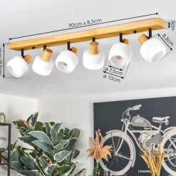 Luminaires Scandinaves-hofstein Miguas Plafonnier Écru, Noir, 6 lumières