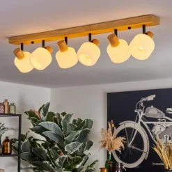 Luminaires Scandinaves-hofstein Miguas Plafonnier Écru, Noir, 6 lumières