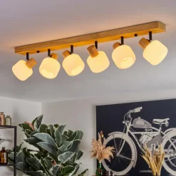 Luminaires Scandinaves-hofstein Miguas Plafonnier Écru, Noir, 6 lumières