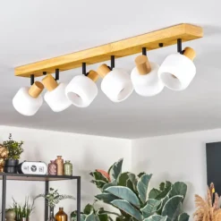 Luminaires Scandinaves-hofstein Miguas Plafonnier Écru, Noir, 6 lumières