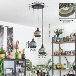 hofstein Mo Suspension Bleu, Vert, Cuivré, 3 lumières