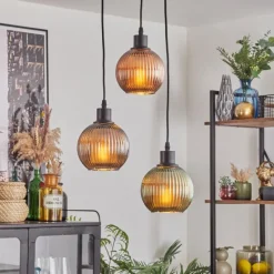 hofstein Mo Suspension Bleu, Vert, Cuivré, 3 lumières