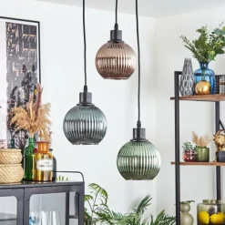 hofstein Mo Suspension Bleu, Vert, Cuivré, 3 lumières