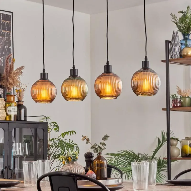 hofstein Mo Suspension Bleu, Vert, Cuivré, 4 lumières