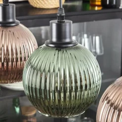 hofstein Mo Suspension Bleu, Vert, Cuivré, 4 lumières