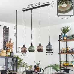 hofstein Mo Suspension Bleu, Vert, Cuivré, 4 lumières