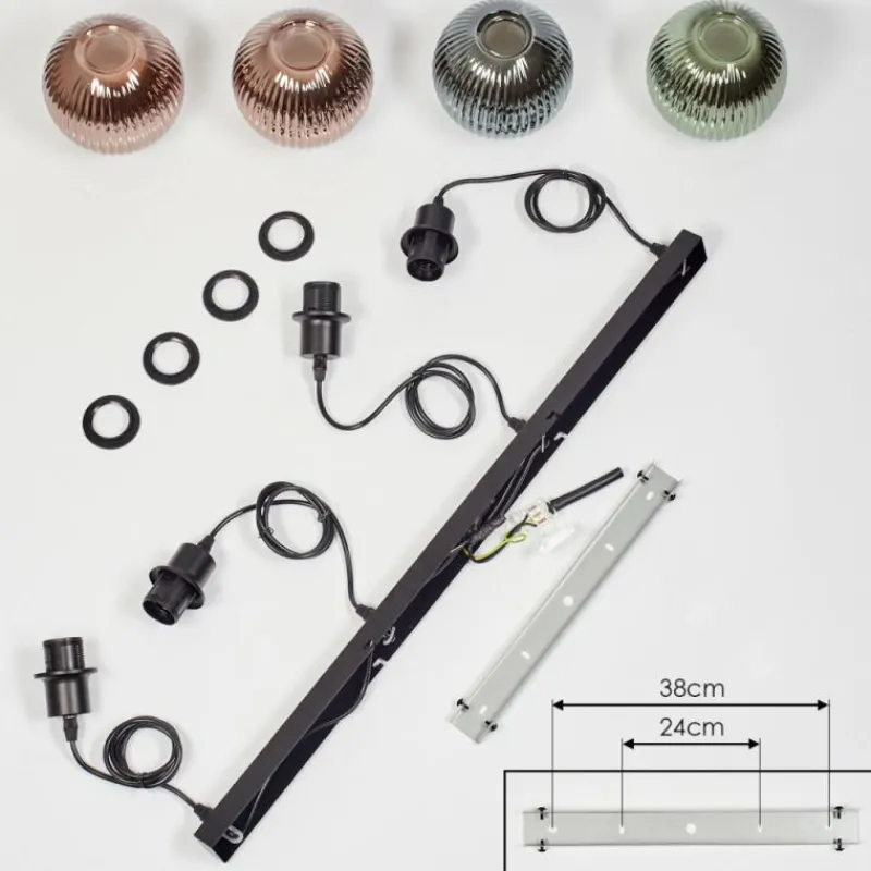 hofstein Mo Suspension Bleu, Vert, Cuivré, 4 lumières