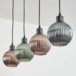 hofstein Mo Suspension Bleu, Vert, Cuivré, 4 lumières