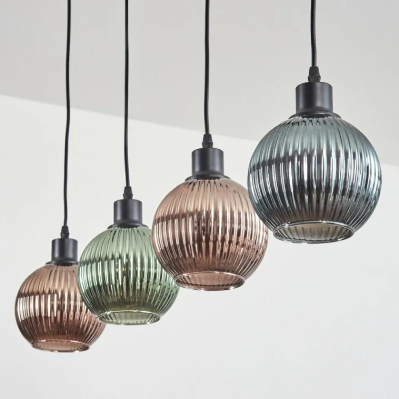 hofstein Mo Suspension Bleu, Vert, Cuivré, 4 lumières