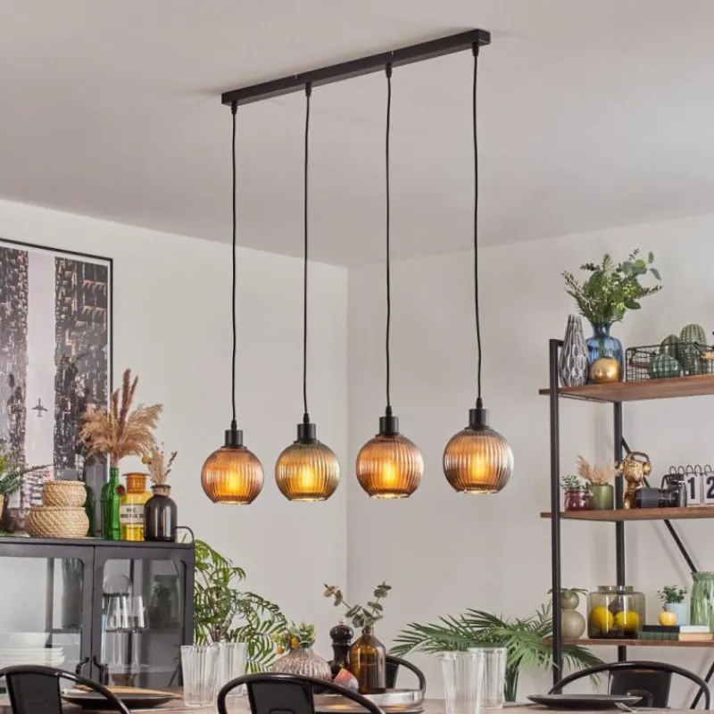 hofstein Mo Suspension Bleu, Vert, Cuivré, 4 lumières