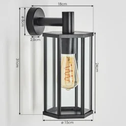 hofstein Monfanim Lampe murale d´extérieur Noir, 1 lumière