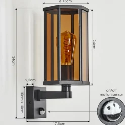 hofstein Monfanim Lampe murale d´extérieur Noir, 1 lumière