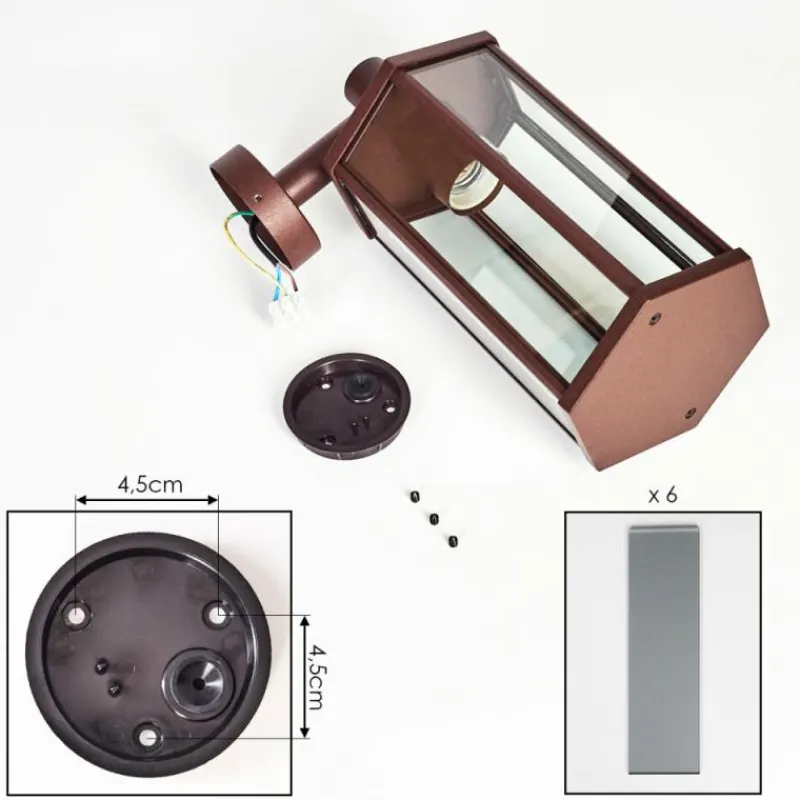 Suspension Verre Fumé-hofstein Monfanim Lampe murale d´extérieur Rouille, 1 lumière