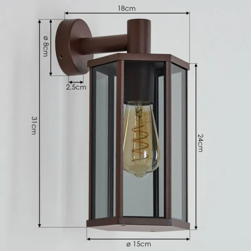 Suspension Verre Fumé-hofstein Monfanim Lampe murale d´extérieur Rouille, 1 lumière