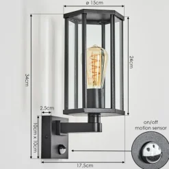 hofstein Monfanim Lampe murale d´extérieur Noir, 1 lumière
