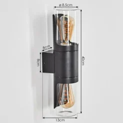 hofstein Morbak Lampe murale d´extérieur, Luminaire Up & Down Noir, 2 lumières