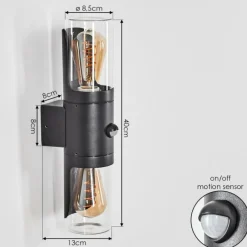 hofstein Morbak Lampe murale d´extérieur, Luminaire Up & Down Noir, 2 lumières