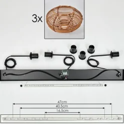 hofstein Mulstrand Suspension Noir, 3 lumières
