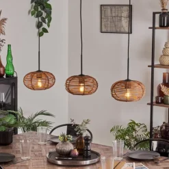 hofstein Mulstrand Suspension Noir, 3 lumières