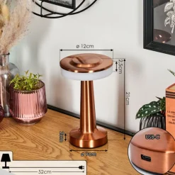 hofstein Myrby Lampe à poser LED Cuivre, 1 lumière