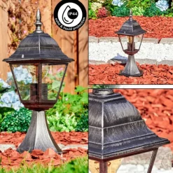 Luminaires Rustiques-hofstein Naofe Borne lumineuse, Eclairage de chemin Noir, Argenté, 1 lumière