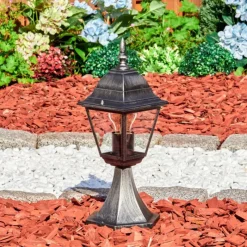 Luminaires Rustiques-hofstein Naofe Borne lumineuse, Eclairage de chemin Noir, Argenté, 1 lumière