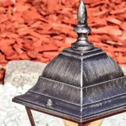 Luminaires Rustiques-hofstein Naofe Borne lumineuse, Eclairage de chemin Noir, Argenté, 1 lumière