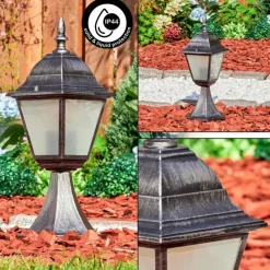 Luminaires Rustiques-hofstein Naofe Borne lumineuse, Eclairage de chemin Noir, Argenté, 1 lumière