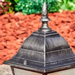 Luminaires Rustiques-hofstein Naofe Borne lumineuse, Eclairage de chemin Noir, Argenté, 1 lumière